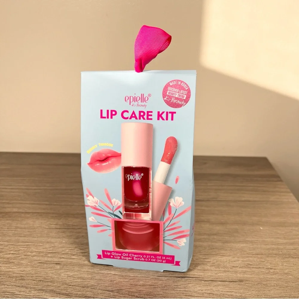 K-Beauty Epielle Lip Glow Oil Lip Sugar Scrub Cherry Lip Kit